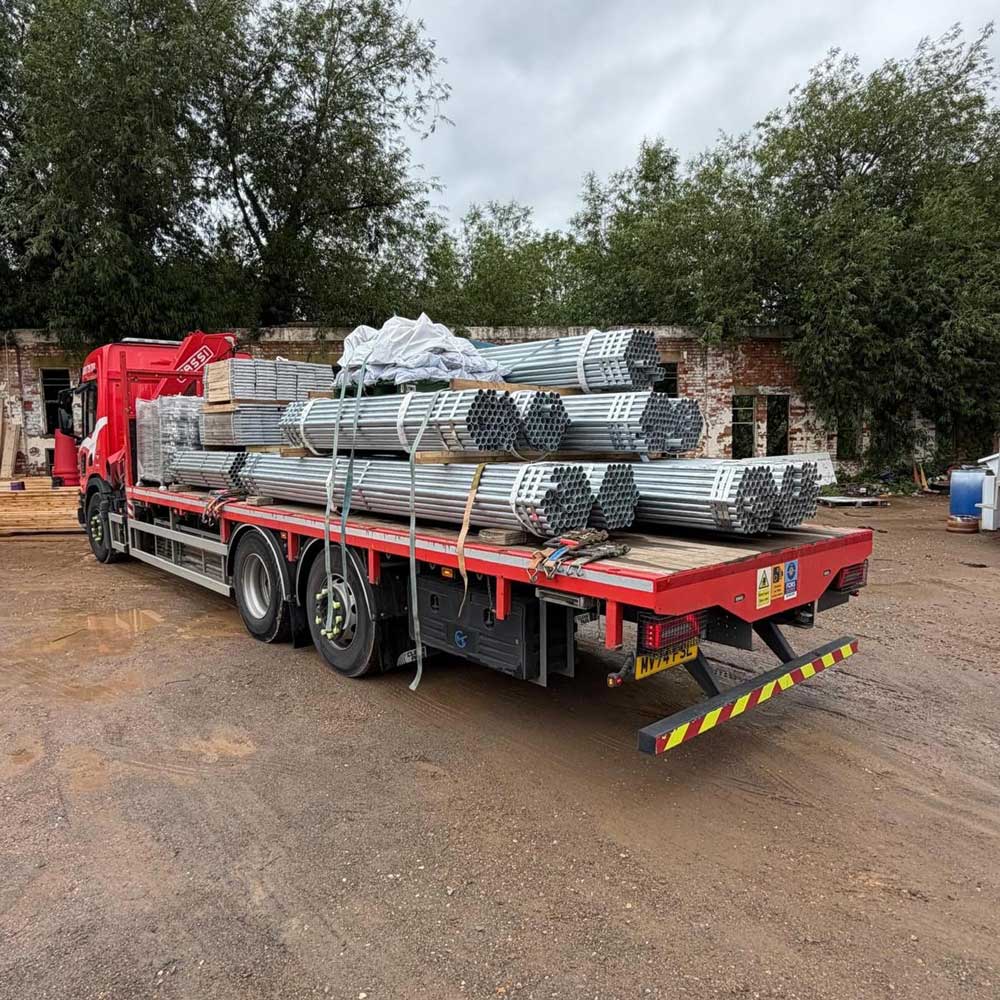 Advanced Scaffolding Services transporting scaffold